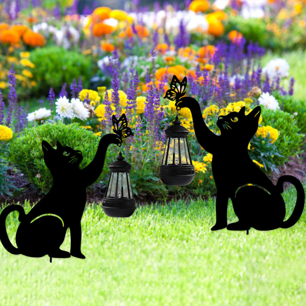 Kat Solar Gartenlicht hängende Laterne | Katzen-Silhouette Metall | Dekorative Outdoor | Pawglow