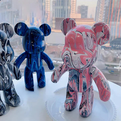 Art personnalisé d’ours en peluche en vinyle | avec 3 peintures acryliques et accessoires | décoration en art fluide | PourBear