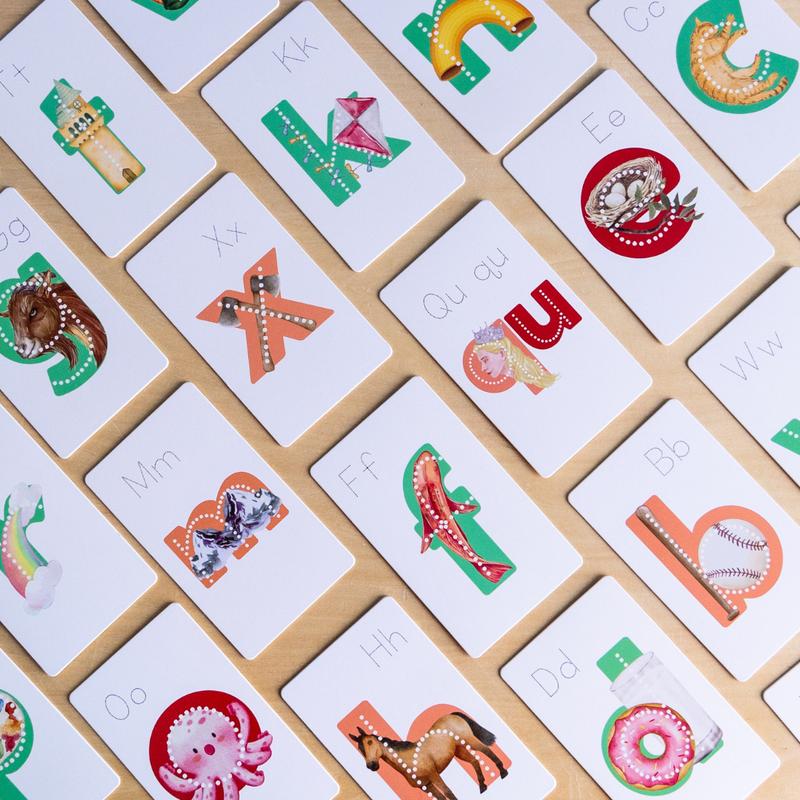 Vorschul-Alphabet-Werkzeug | mit Bild-Eselsbrücken & Kleinbuchstaben | Lernkarten mit Magnetbox | ReadyRead