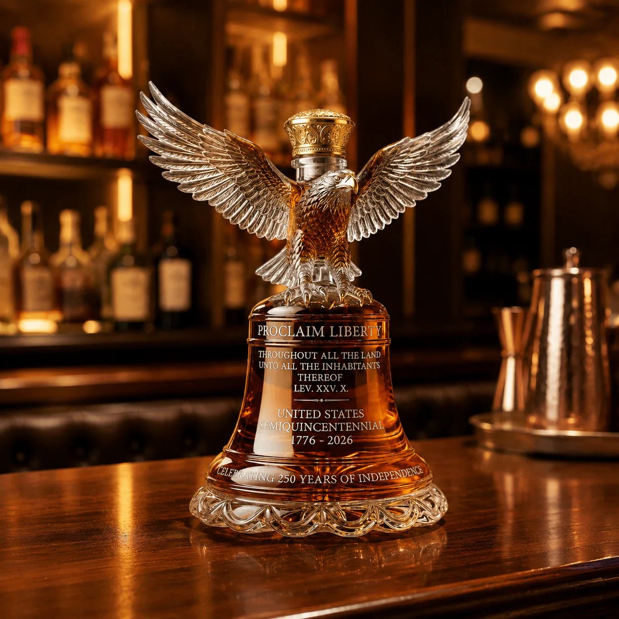 Decanter Campana della Libertà Aquila Americana | Caraffa per Whisky | Pezzo da Collezione | EagleCrest