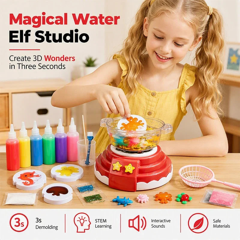 Wasserfiguren Bastelset 3D Komplett 17-teilig 8 Formen mit Mini-Topf 1
