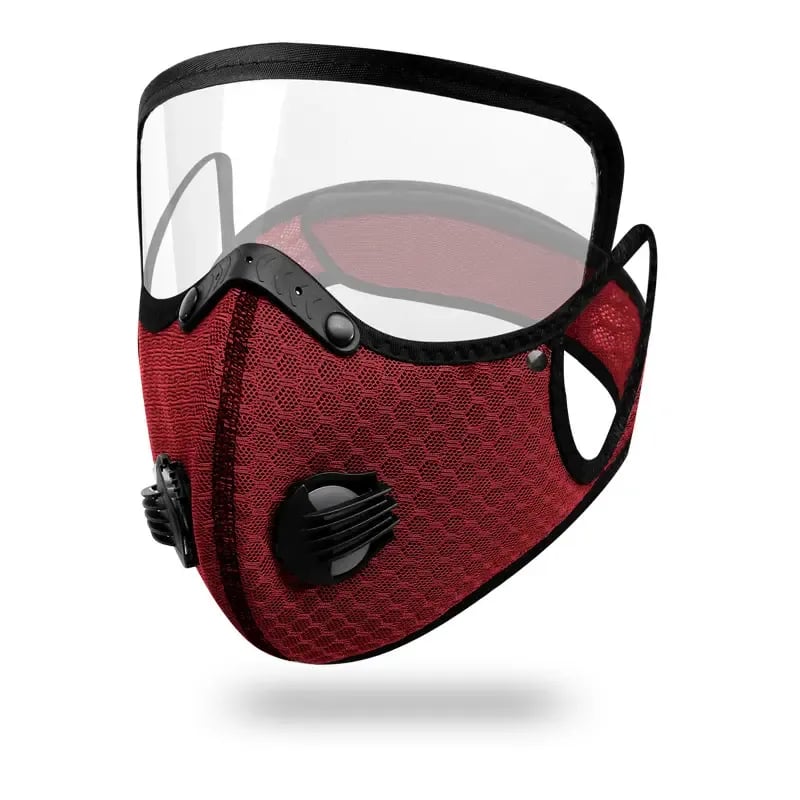 Maschera antipolvere riutilizzabile | con filtro a carbone attivo e visiera | Traspirante e leggera | RideMask