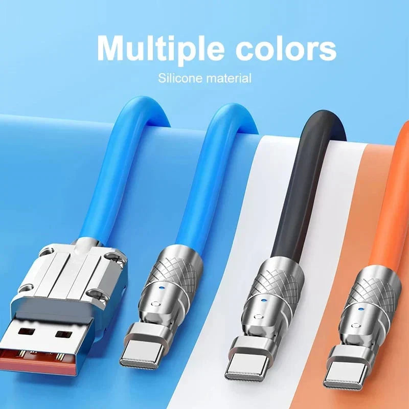 180° Drehbares Schnelllade-Kabel | USB-C & Lightning kompatibel | Stahlkopf-Design für hohe Kabelbruchfestigkeit 1
