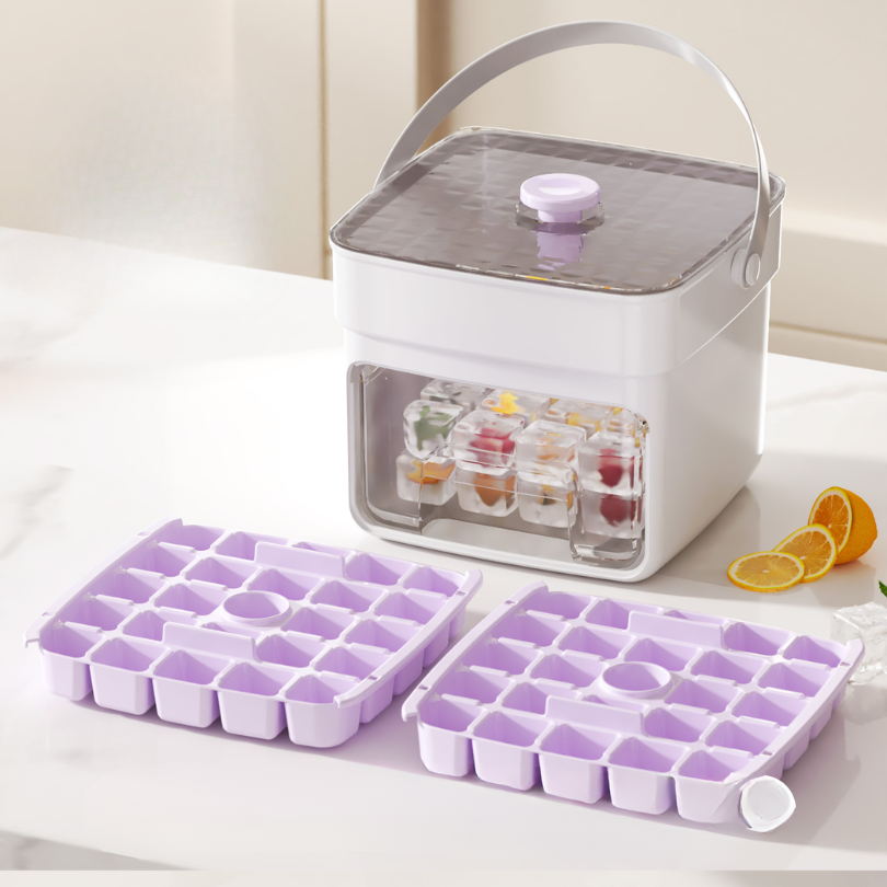 Jääpalamuotti säilytysrasiolla | Paina kuutiot helposti ulos | Jääpalasäilytyslaatikko | FrostBox