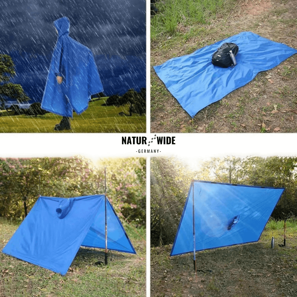 Regenponcho Damen 3 in 1 | Wasserdicht mit Kapuze und Ärmeln | Einheitsgröße in Dunkelblau, Waldgrün oder Schwarz 10