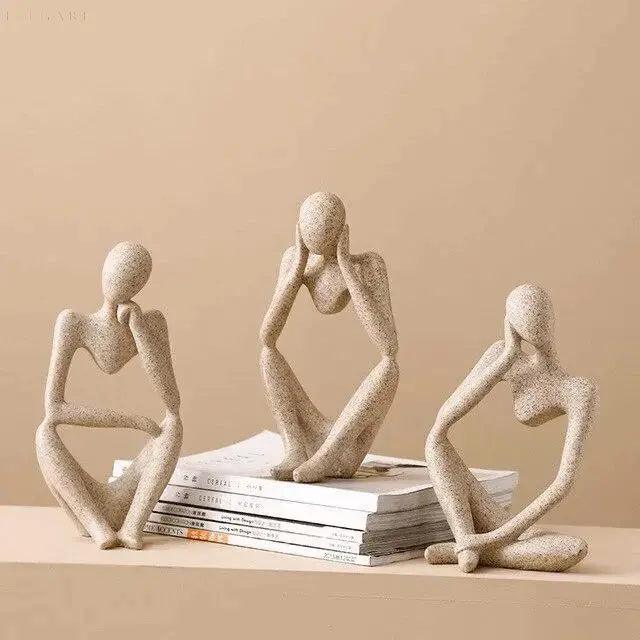 Abstrakte Denker-Skulptur aus Kunstharz | Minimalistische sitzende Figur | Dekorativer Akzent für Regal & Schreibtisch