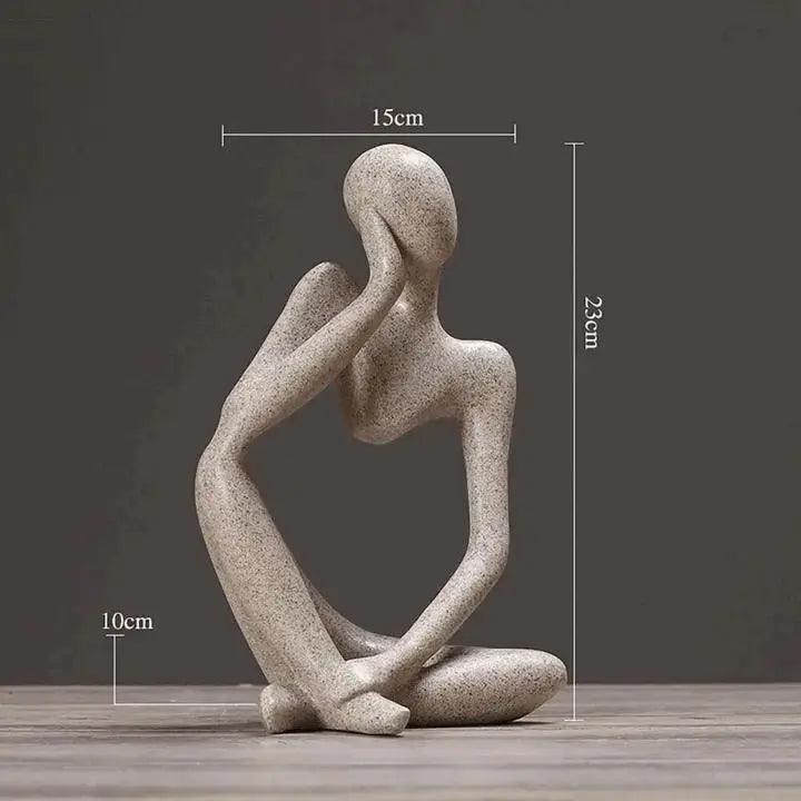 Abstrakte Denker-Skulptur aus Kunstharz | Minimalistische sitzende Figur | Dekorativer Akzent für Regal & Schreibtisch