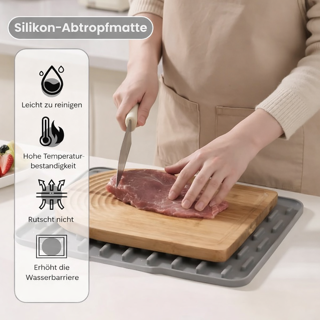 Abtropfmatte | Trocknet schneller ohne Pfützen | Geneigt, Hitzebeständig | DrainMat