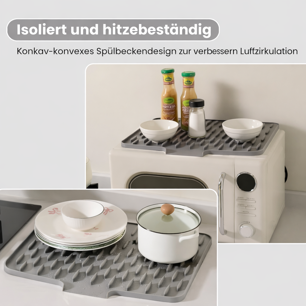 Abtropfmatte | Trocknet schneller ohne Pfützen | Geneigt, Hitzebeständig | DrainMat