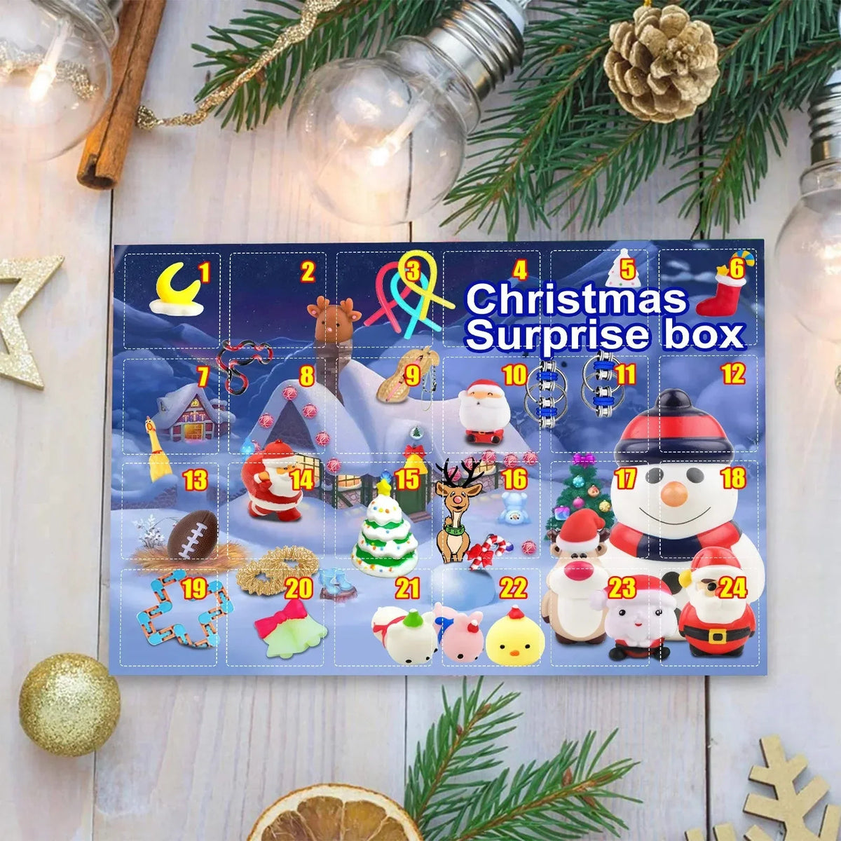 Adventskalender 24 Fächer interaktiv kompakt mit Überraschungstaschen 3