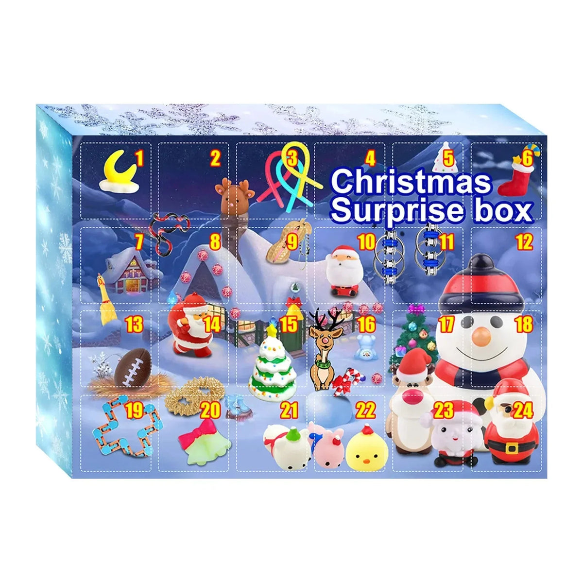 Adventskalender 24 Fächer interaktiv kompakt mit Überraschungstaschen 1