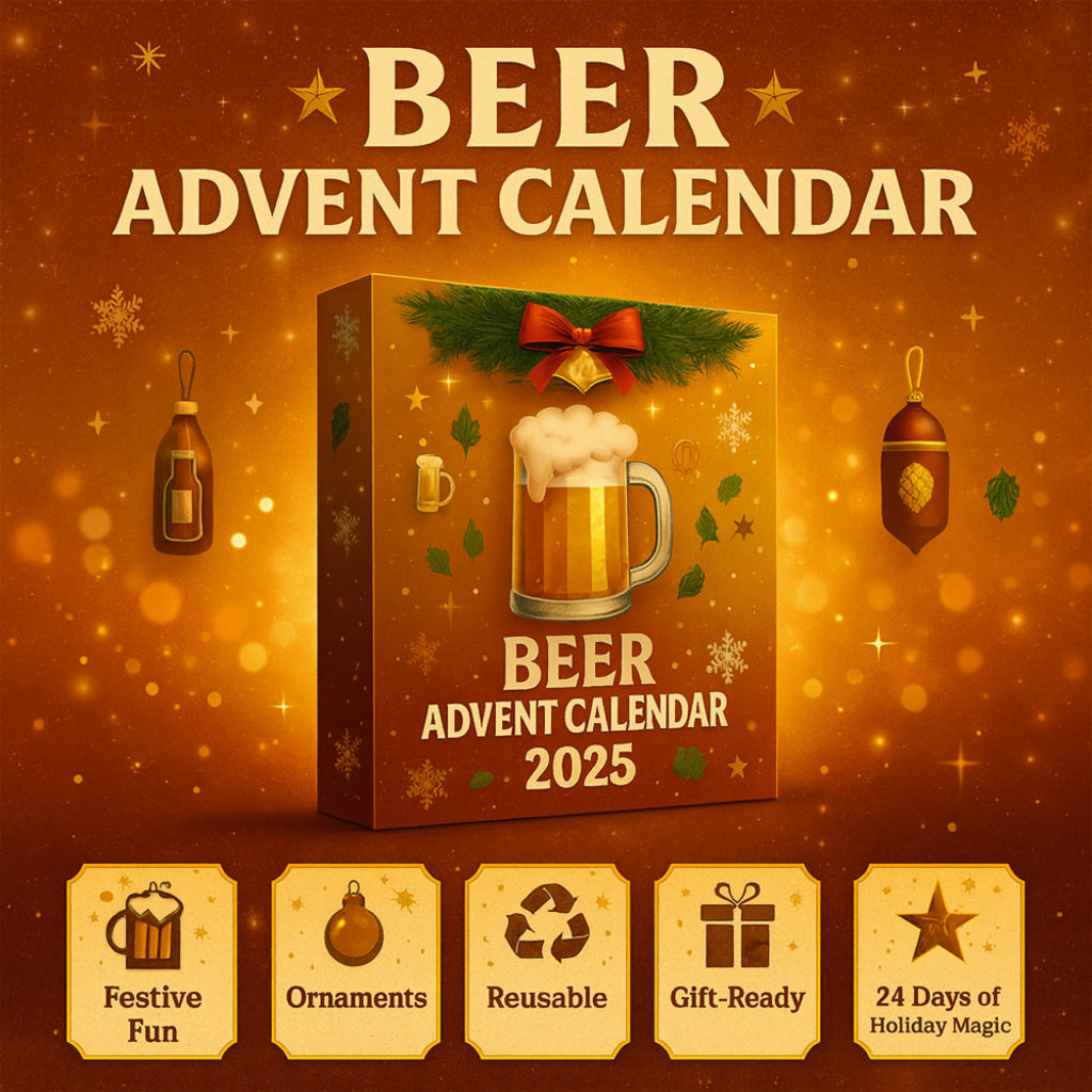 Adventskalender Bier-Ornamente | 24 Türchen, 24 Mini-Bierflaschen-Ornamente | Kunstharz, alkoholfrei, wiederverwendbar