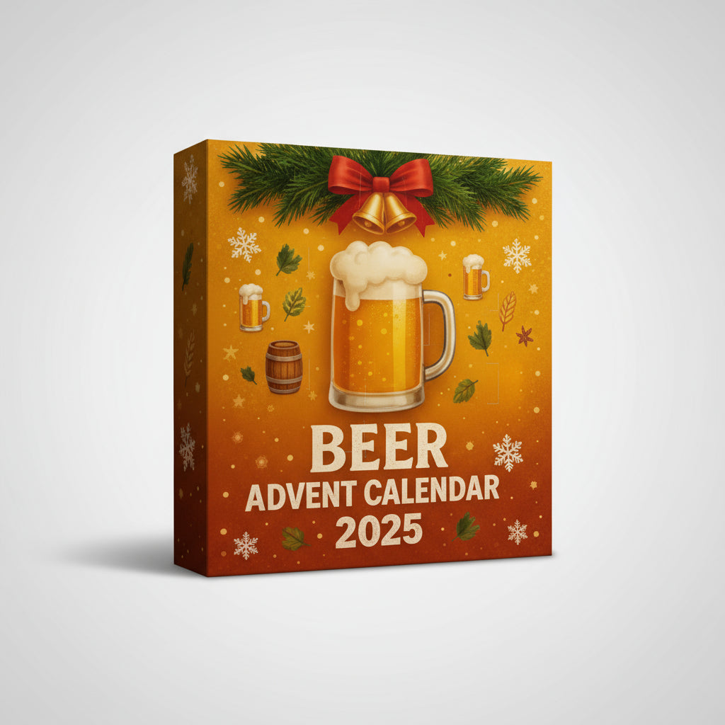 Adventskalender Bier-Ornamente 24 Türchen | Mini-Flaschen 6-7 cm, 40 x 30 x 10 cm | Kunstharz, alkoholfrei, wiederverwendbar 1