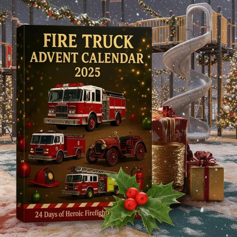 Adventskalender Feuerwehrauto Bunt kindersicher mit 24 Anhängern