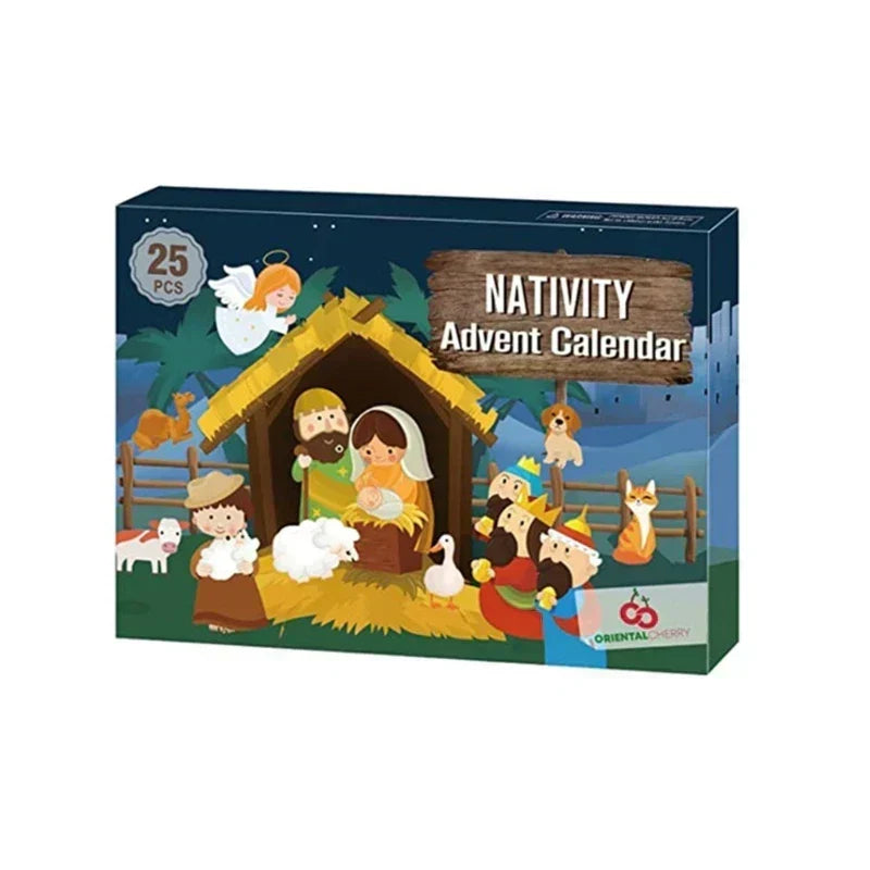 Adventskalender Figuren Harz Krippenfiguren mit Heilige-Familie-Szene