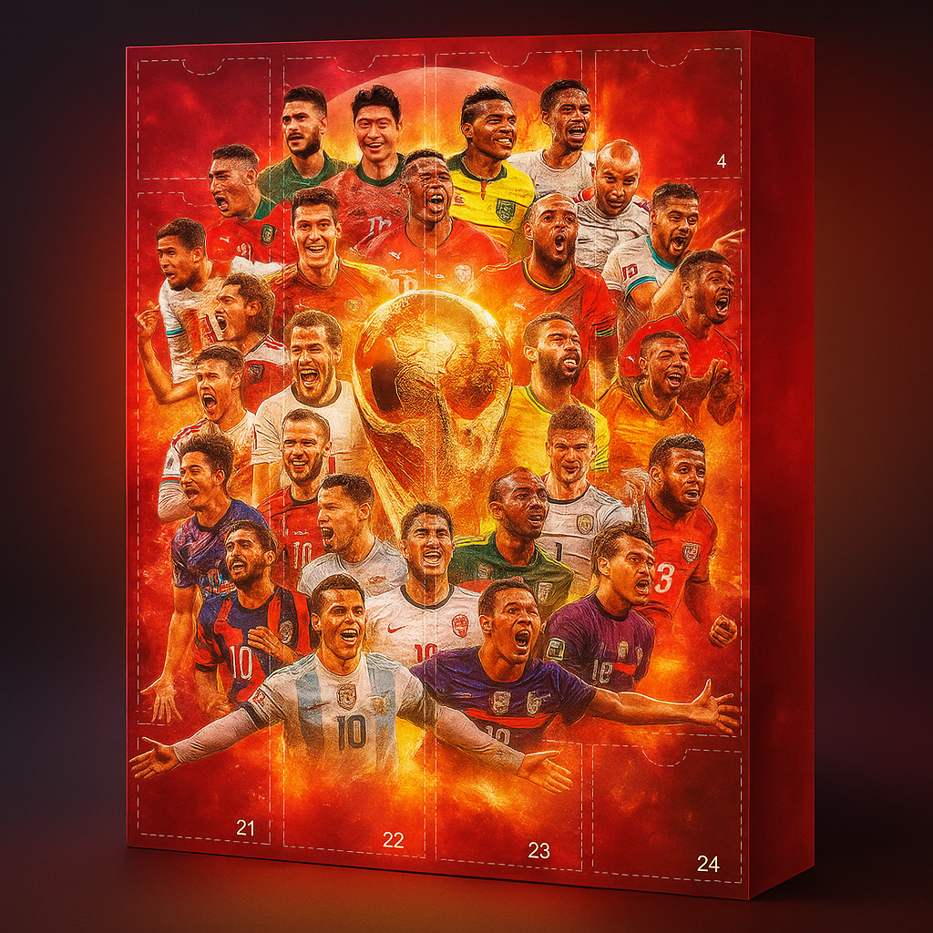 Adventskalender Fußball Figuren Set | 24 Türchen mit Sammelfiguren & Fanartikeln | Karton, 30 x 18 x 5 cm, Geschenkidee 2