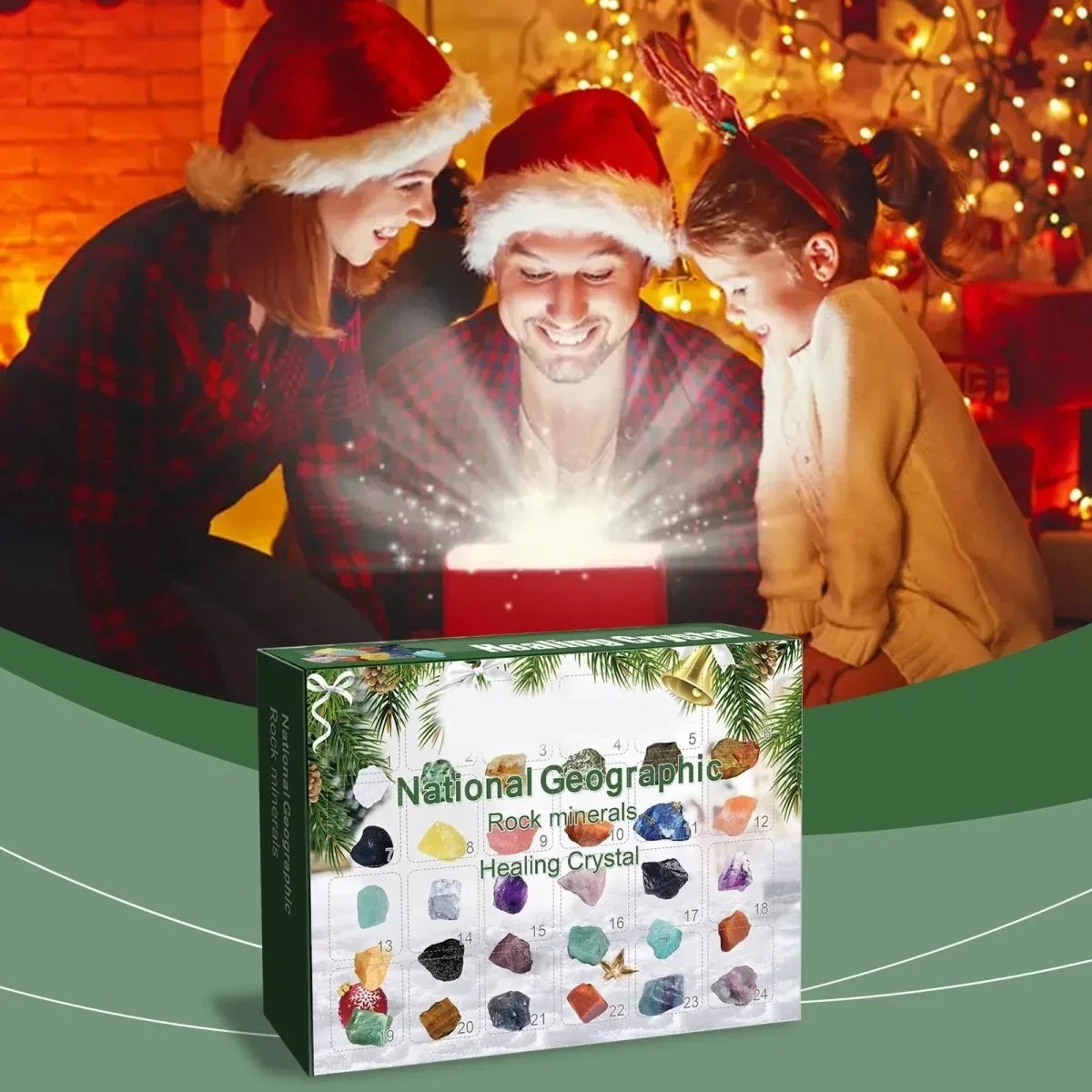 Adventskalender Kristalle wiederverwendbar mit 24 Echten Natursteinen 13