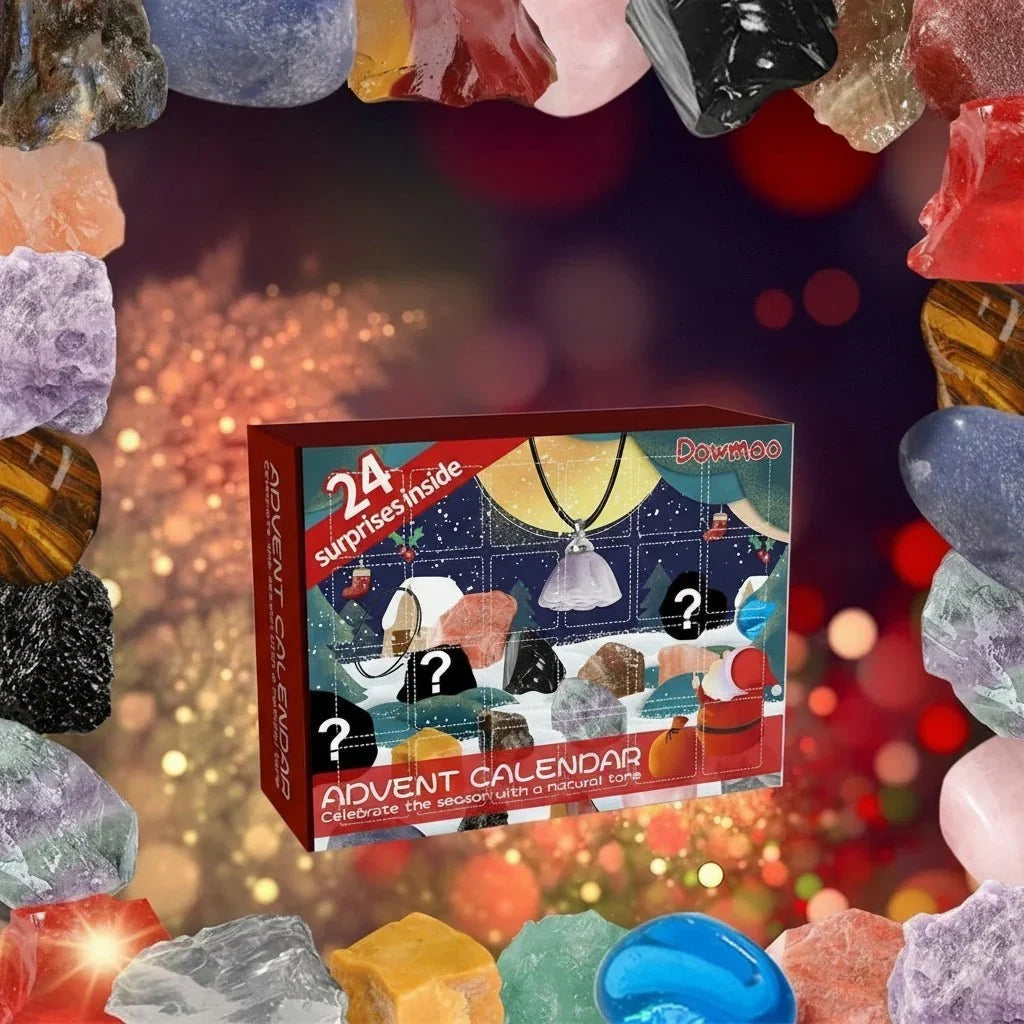 Adventskalender Kristalle wiederverwendbar mit 24 Echten Natursteinen 15