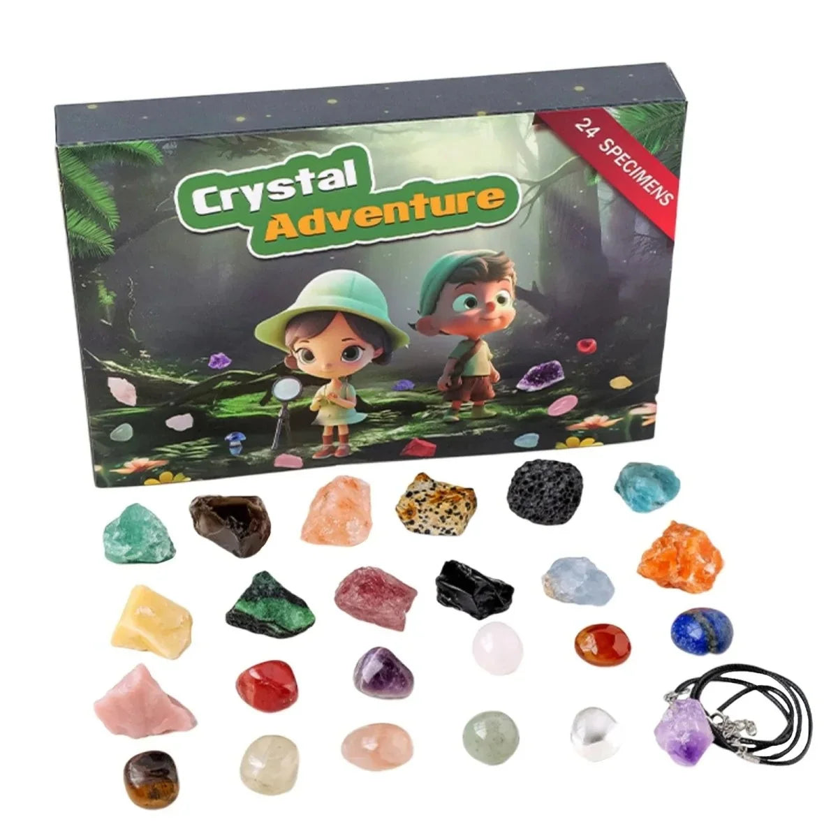 Adventskalender Kristalle wiederverwendbar mit 24 Echten Natursteinen 18