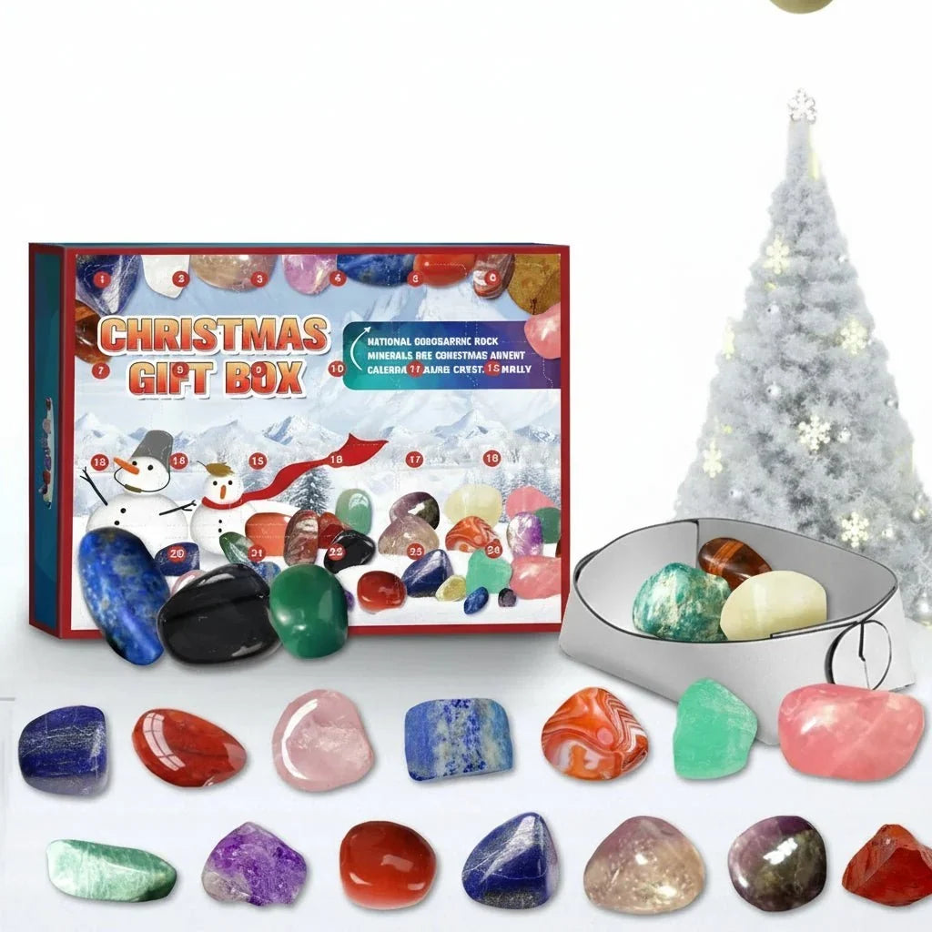 Adventskalender Kristalle wiederverwendbar mit 24 Echten Natursteinen 2