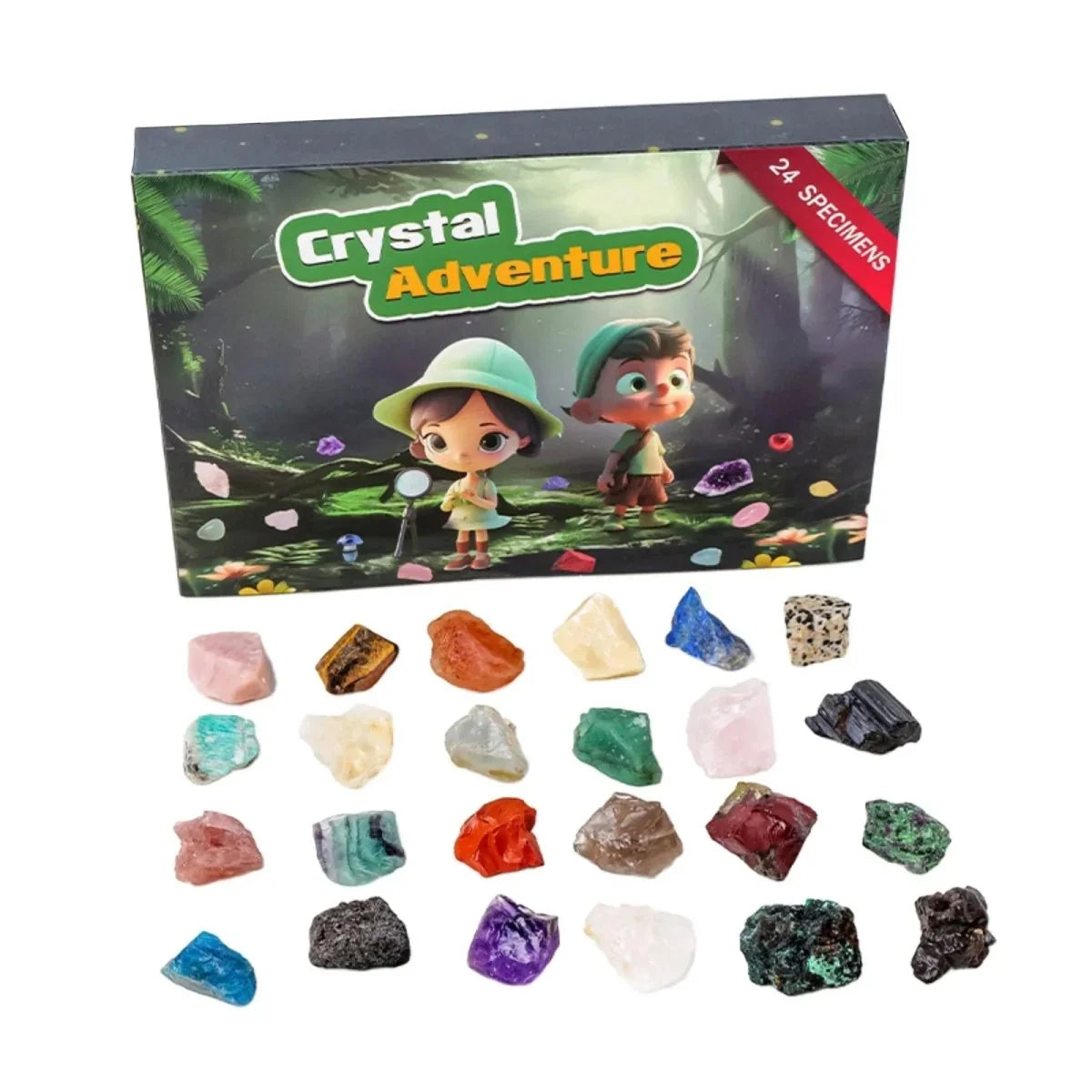 Adventskalender Kristalle wiederverwendbar mit 24 Echten Natursteinen 6