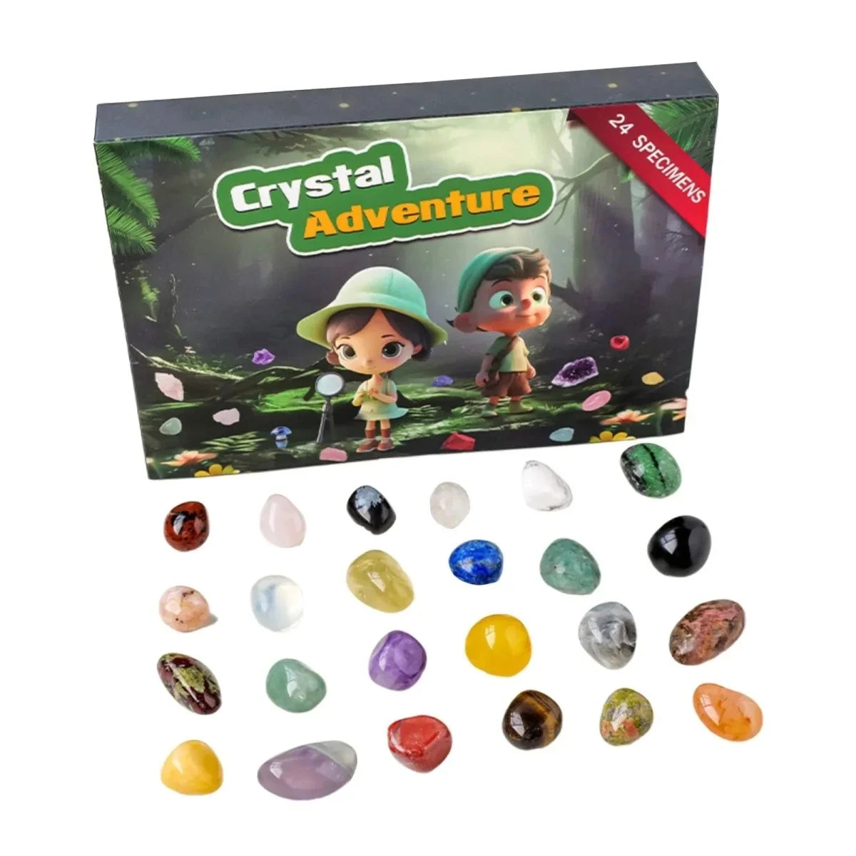 Adventskalender Kristalle wiederverwendbar mit 24 Echten Natursteinen 9