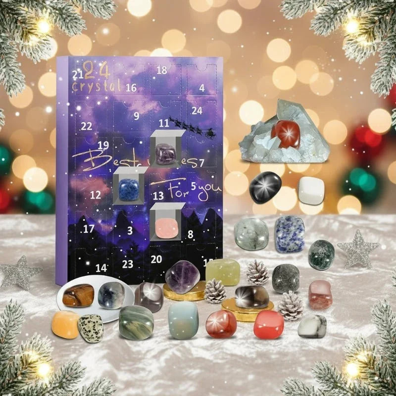 Adventskalender Kristalle wiederverwendbar mit 24 Echten Natursteinen 1