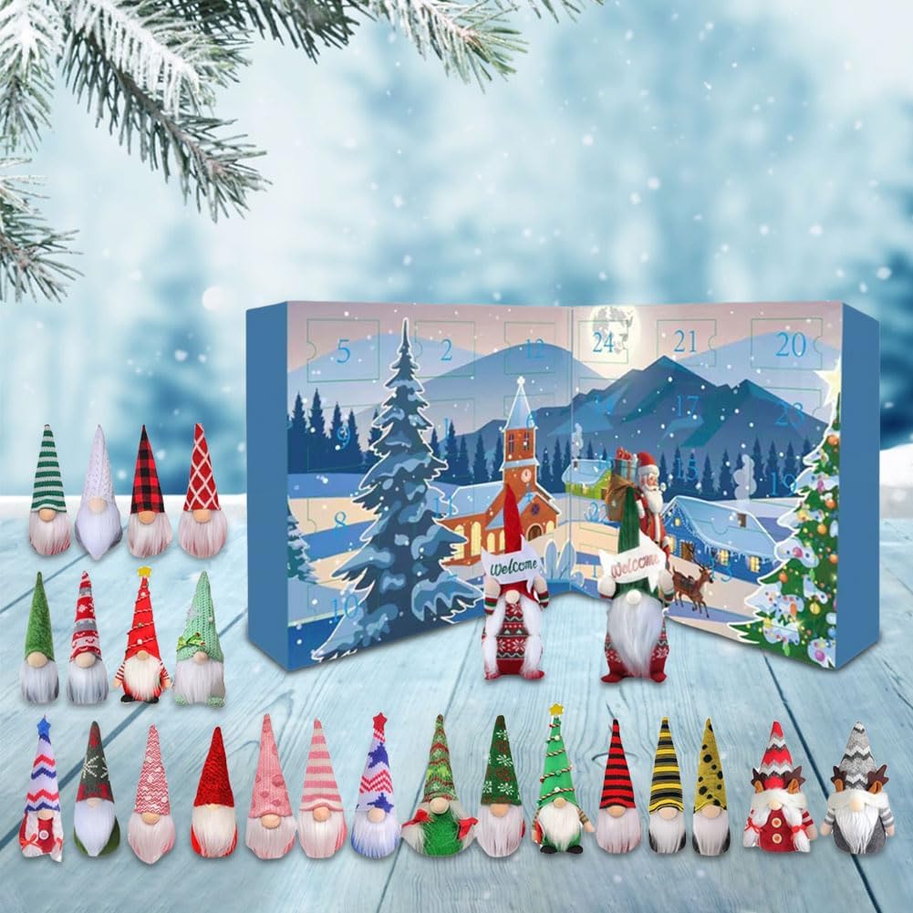 Adventskalender Plüschzwerge wiederverwendbar mit Doppeltür-Design 2