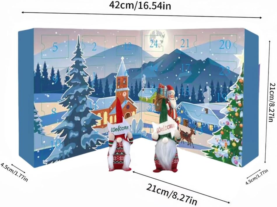 Adventskalender Plüschzwerge wiederverwendbar mit Doppeltür-Design 3