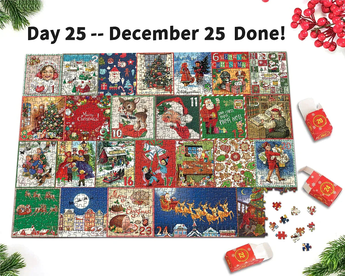 Adventskalender Puzzle 1008-teilig Kaminmotiv mit nummerierten Fächern 4