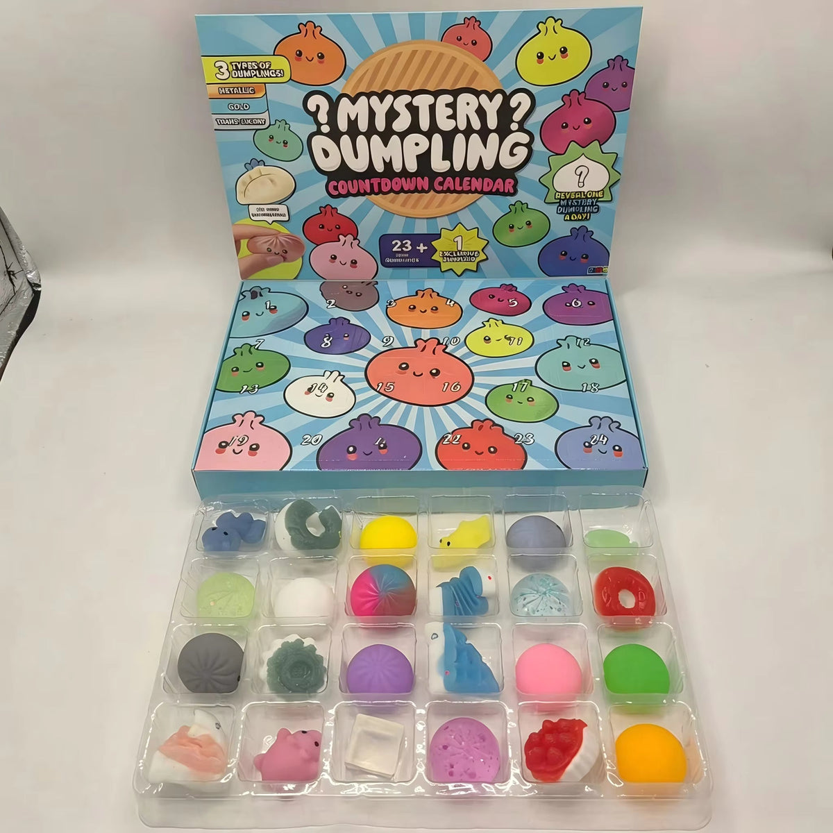 Adventskalender Squishies 24 Designs Schaumstoff mit langsamer Rückformung