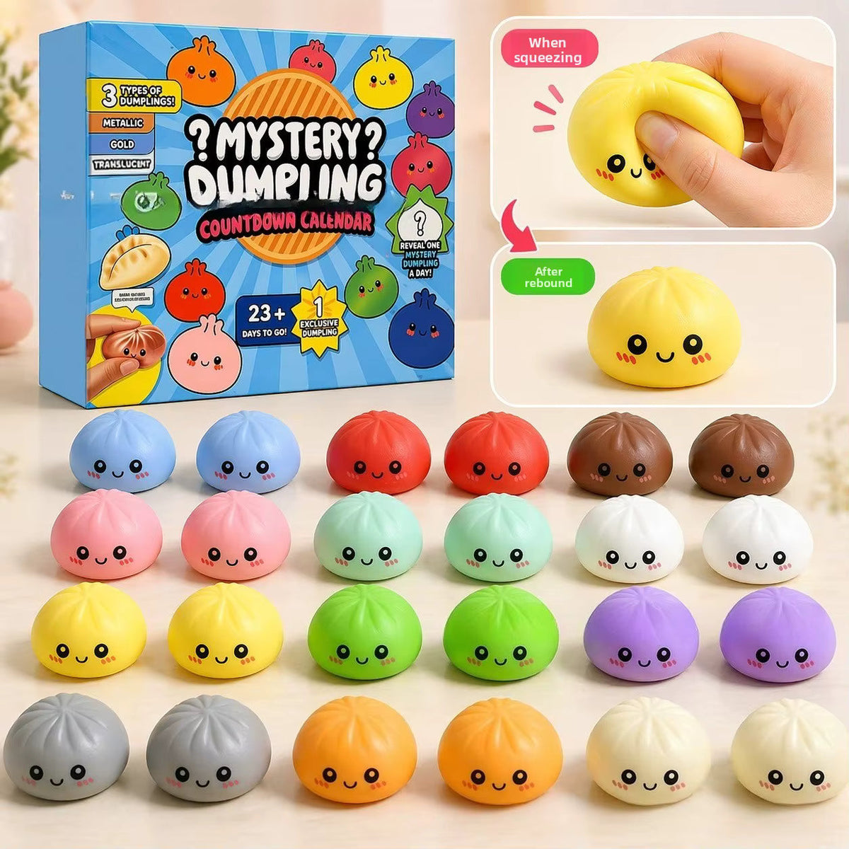 Adventskalender Squishies 24 Designs Schaumstoff mit langsamer Rückformung