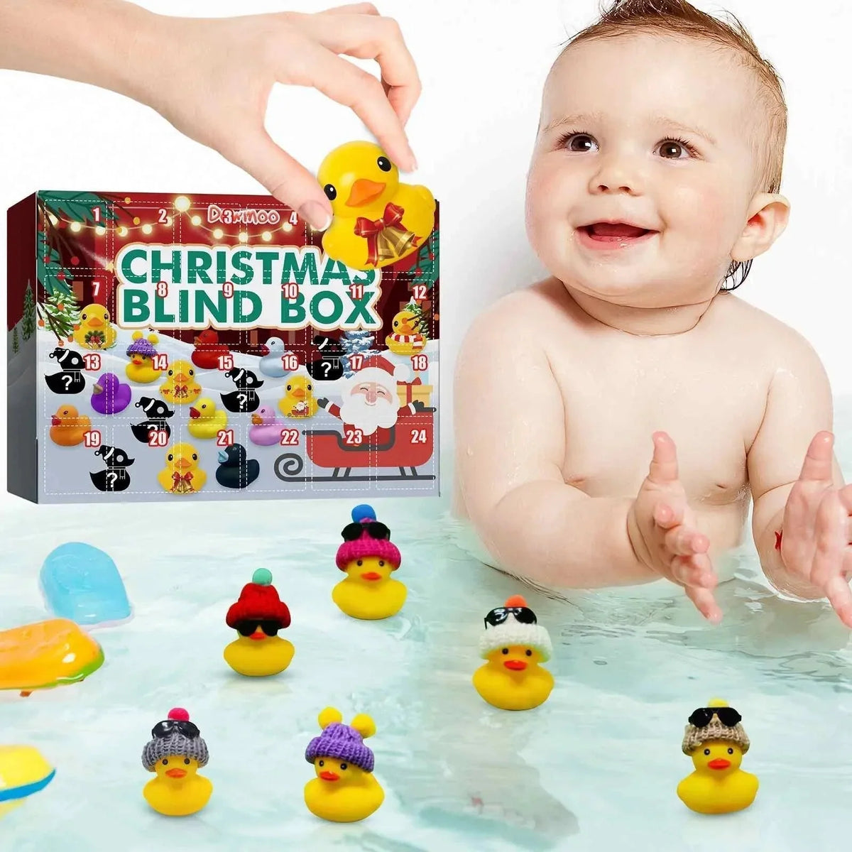 Adventskalender Badeenten weihnachtlich kindersicher mit 24 Motiven 1
