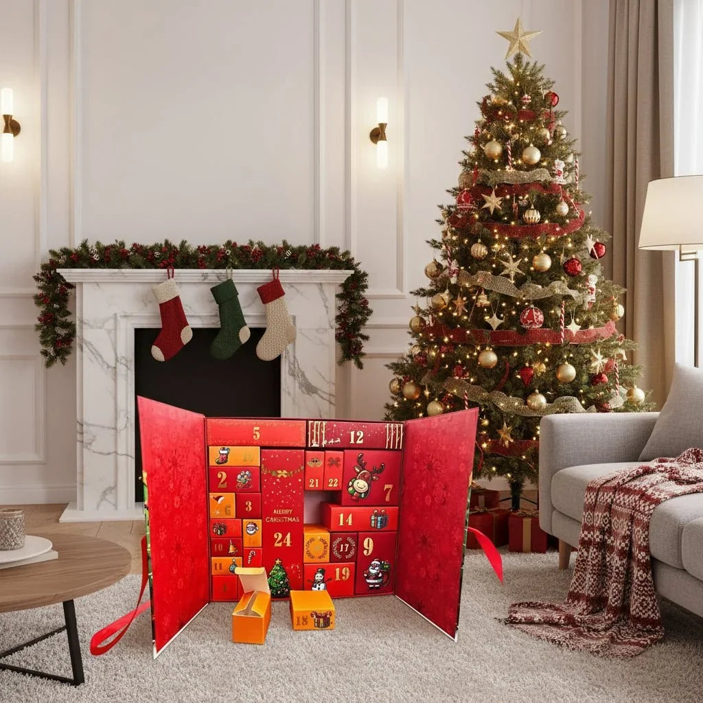 Adventskalender Weihnachtsmann 24 Türchen Festlich mit Kupferkarton 4