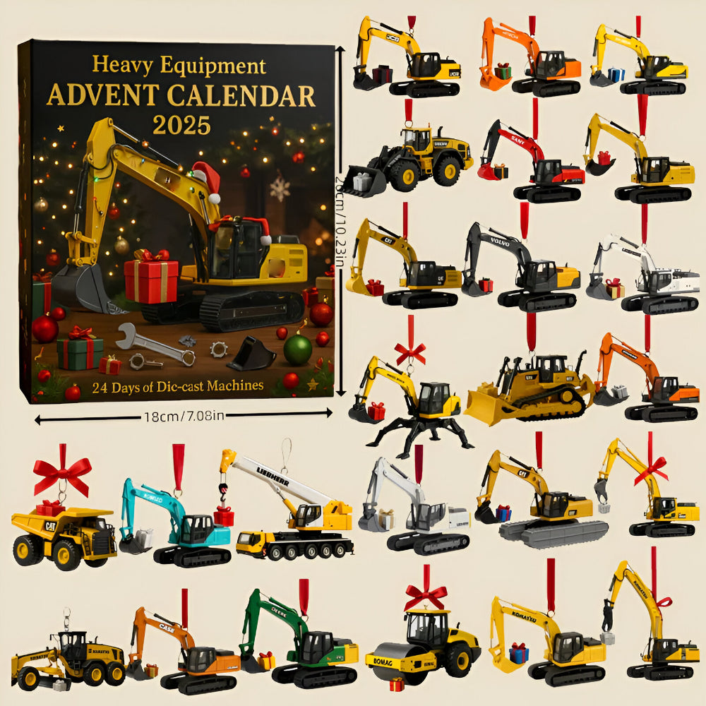 Adventskalender Baumaschinen 2025 mit 24 Druckguss-Modellen | Bagger, Kran & Radlader | 30 x 40 cm, robuste Metall-Ausführung 6