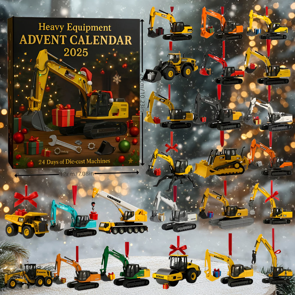 Adventskalender Baumaschinen 2025 mit 24 Druckguss-Modellen | Bagger, Kran & Radlader | 30 x 40 cm, robuste Metall-Ausführung 7