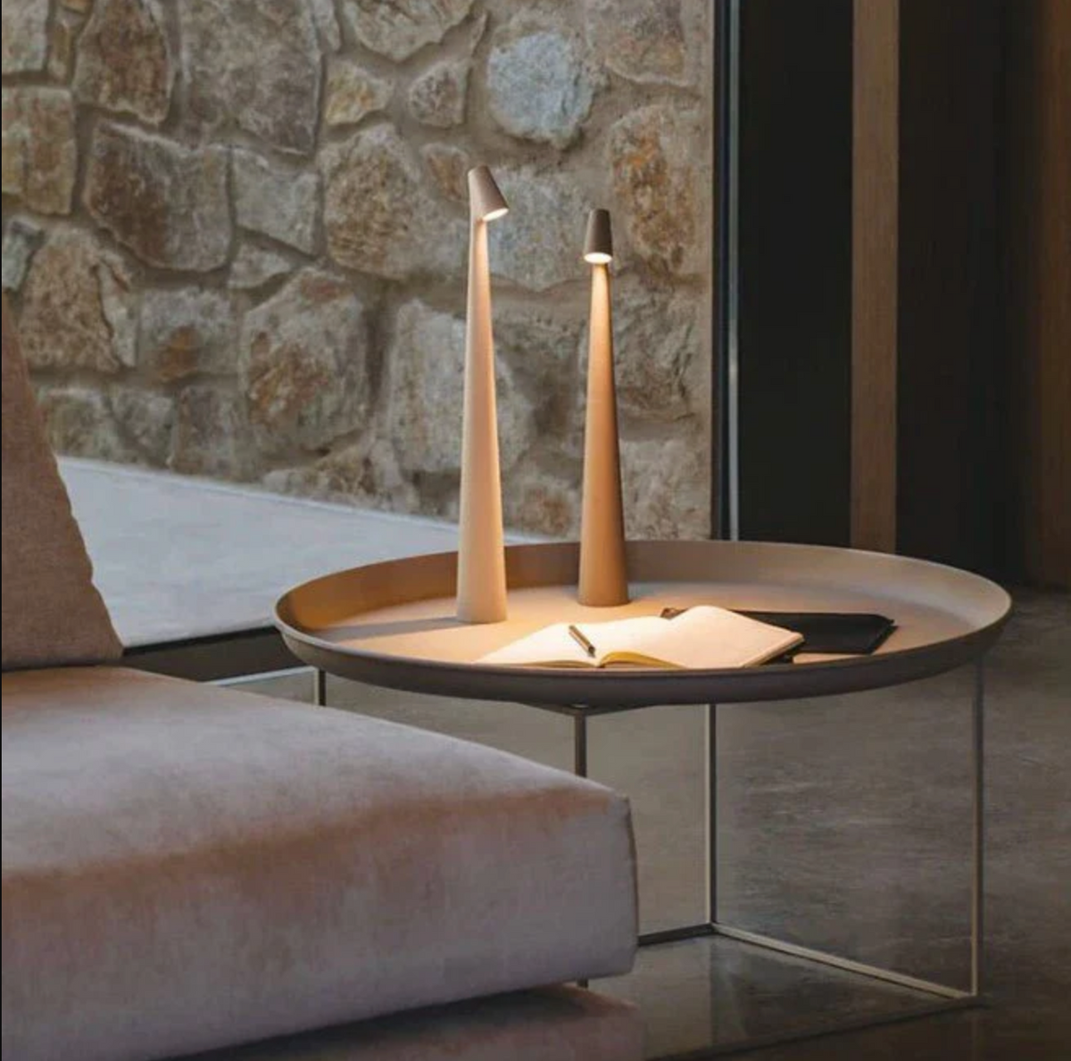 Akku Tischlampe Aluminium 35 cm & 45 cm | Kabellos mit 3-Stufen Touch-Dimmer | USB-Aufladung, 8-10 Std. Leuchtdauer, 5 Farben 7