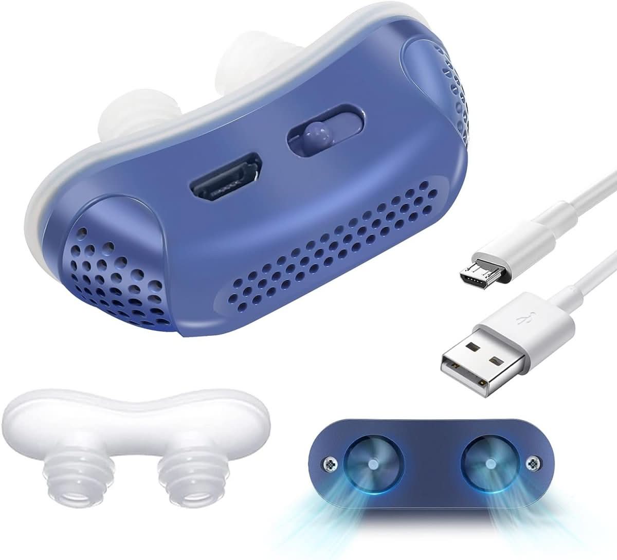Anti-Schnarch Nasengerät mit Luftstrom | Kompakte Atemhilfe ohne Maske | USB-aufladbar | MicroBreath