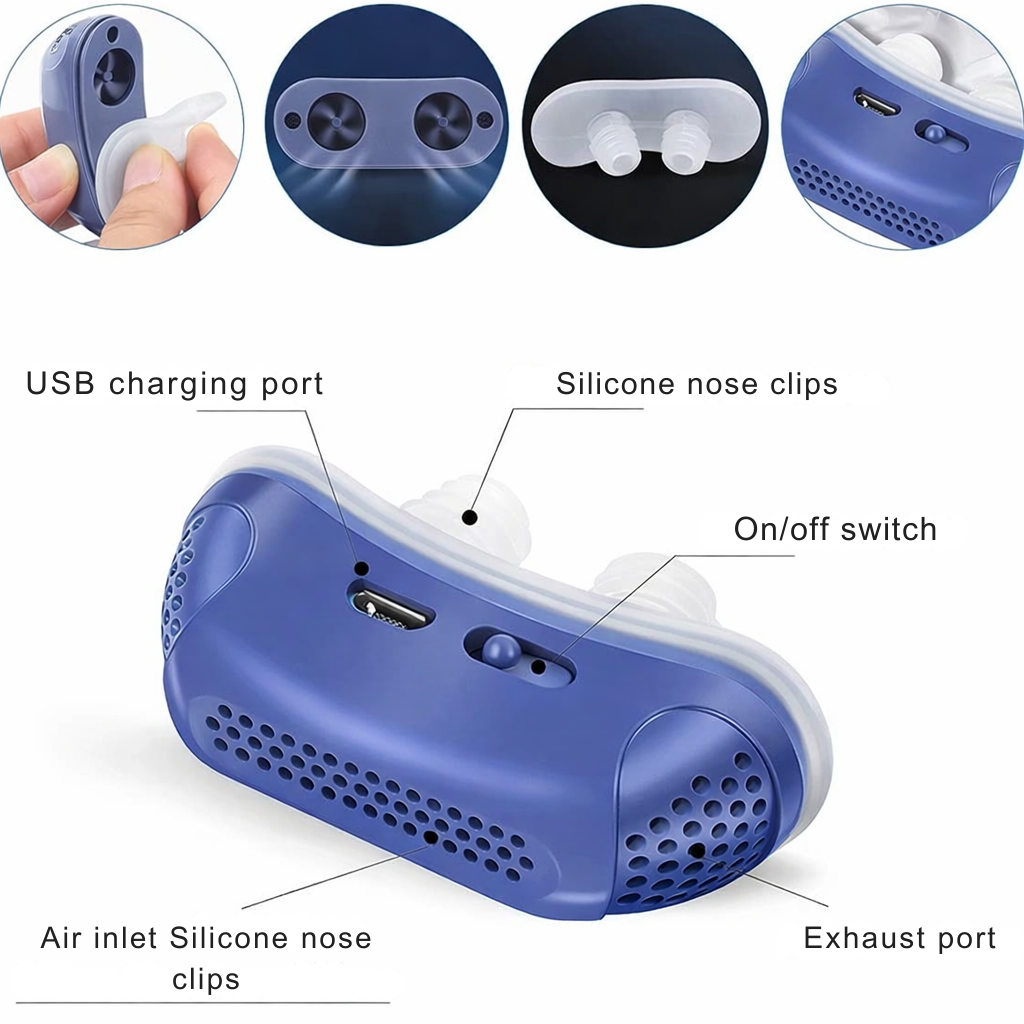 Anti-Schnarch Nasengerät mit Luftstrom | Kompakte Atemhilfe ohne Maske | USB-aufladbar | MicroBreath