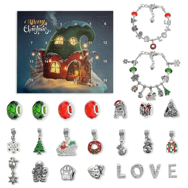 Armband-Bastelset Adventskalender Schraubverschluss mit 24 Charms 1