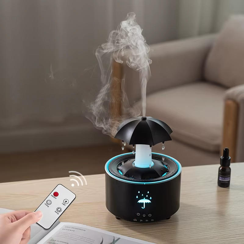 Aroma Diffuser Ultraschall | Regentropfen-Mist mit Fernbedienung | Timer, Farblicht, 300 ml Tank, Automatikabschaltung 2