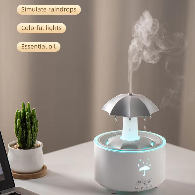 Aroma Diffuser Ultraschall | Regentropfen-Mist mit Fernbedienung | Timer, Farblicht, 300 ml Tank, Automatikabschaltung