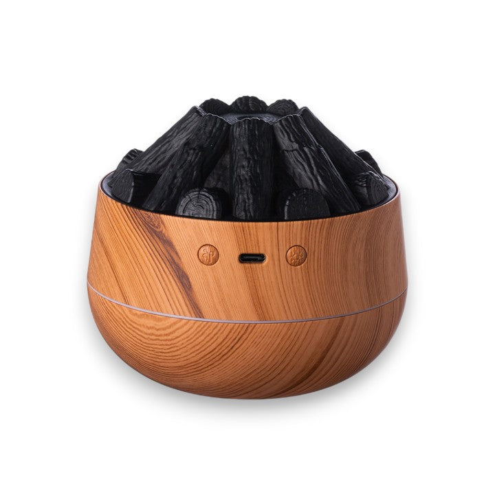 Aroma Diffusor kompakt USB Holzoptik Feinnebel mit Flammenlicht-Effekt 5