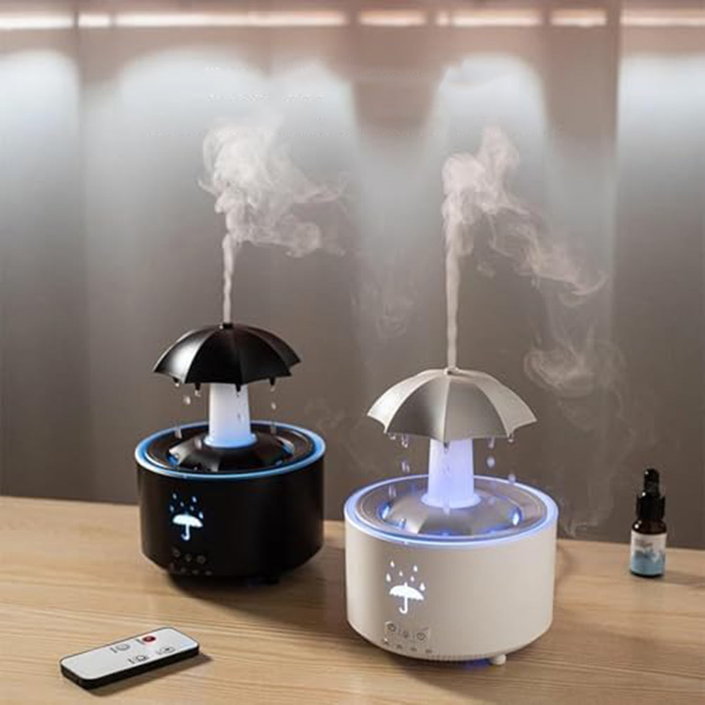 Aromatherapie Luftbefeuchter mit Ultraschall-Vernebler | 300 ml Tank, 7 LED-Farben | Regensound, Timer & Fernbedienung 2