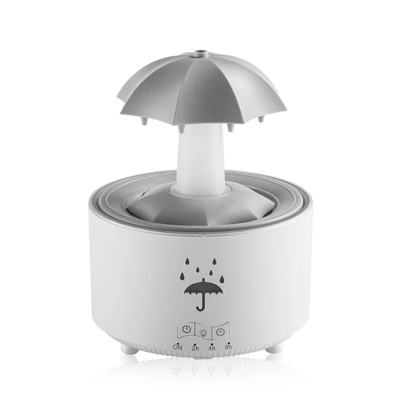Aromatherapie Luftbefeuchter mit Ultraschall-Vernebler | 300 ml Tank, 7 LED-Farben | Regensound, Timer & Fernbedienung 6