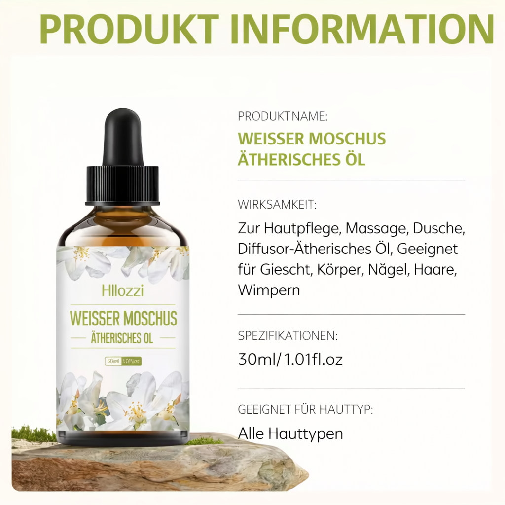 Ätherisches Öl | White Musk Duftöl | Langanhaltender Duft & Entspannende Atmosphäre | Muskara