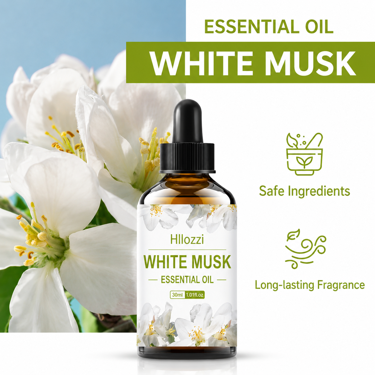Ätherisches Öl | White Musk Duftöl | Langanhaltender Duft & Entspannende Atmosphäre | Muskara