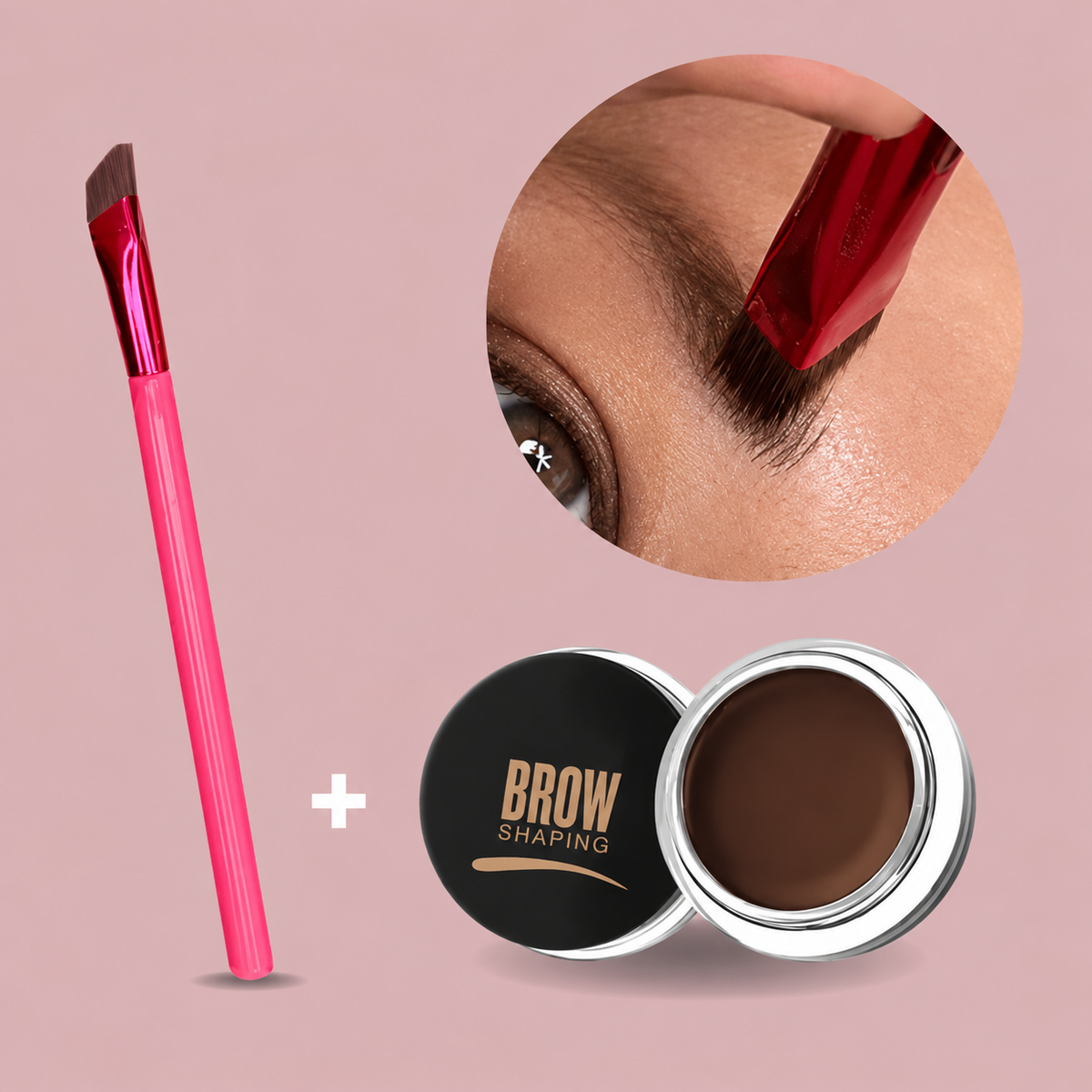 Augenbrauenpinsel für Damen | Abgewinkelte Borsten, 16 cm, inkl. Augenbrauengel 3 g | Microblading-Effekt ohne Salontermin