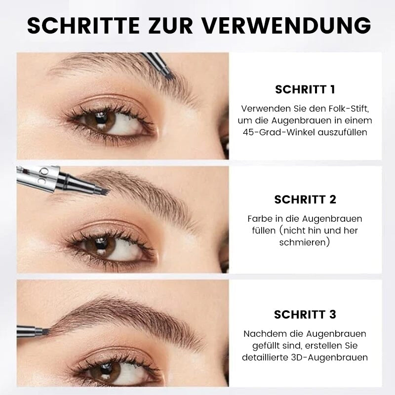 Augenbrauenstift | Wasserdichter 3D mit 4 Gabelspitzen | Microblading-Effekt | BrowFinesse