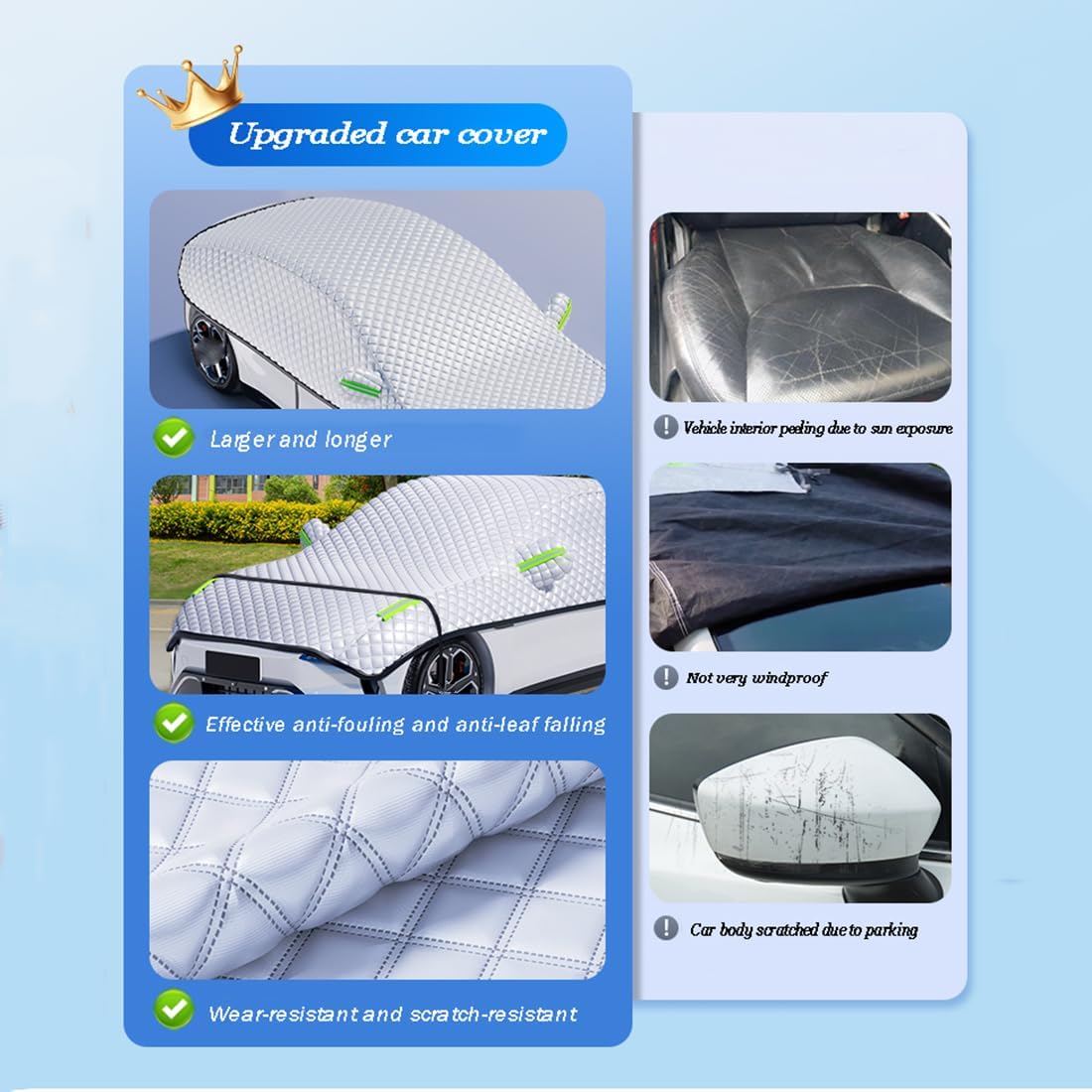 Autoplachta | Polovičný kryt na auto | Vodoodpudivý, odolný voči UV žiareniu a poveternostným vplyvom | CoverPro
